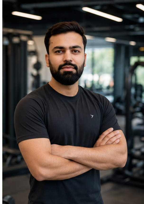 Tauseef in a gym environment representing discipline and consistency